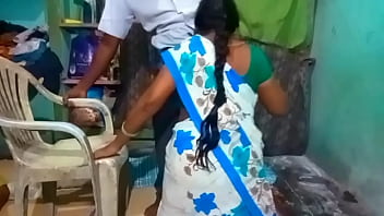 Saanthi2's homemade video: Aunty Vetrivel giving a sloppy BJ and doggy style in public